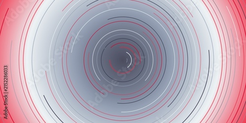 Red and white circular lines pattern on gradient background for futuristic design style.