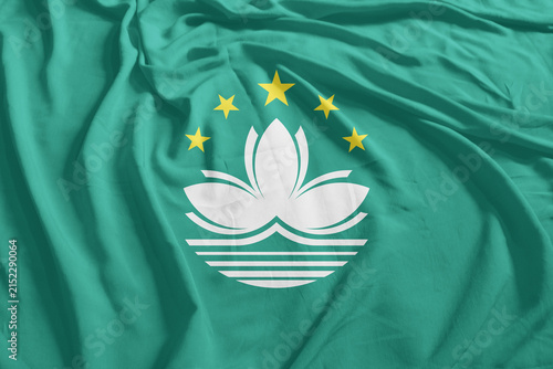 Macau Flag Wind Waving CloseUp Breeze Wave
