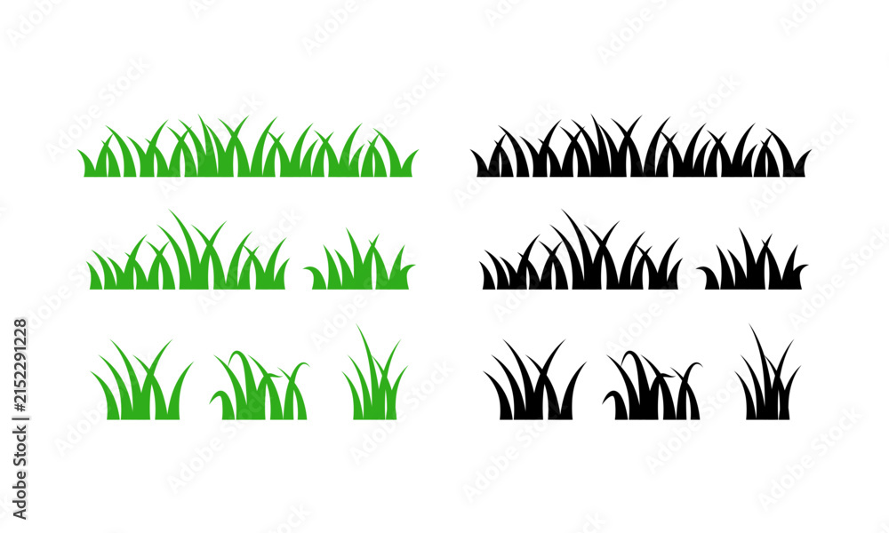 Obraz premium Green and Black Grass Silhouettes border nature