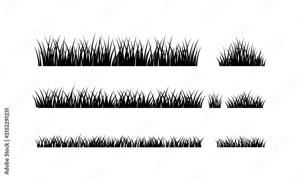 Obraz premium Grass Border Elements Silhouette design nature
