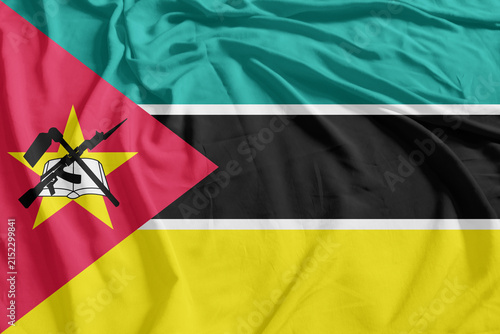 Mozambique Flag Wind Waving CloseUp Breeze Wave