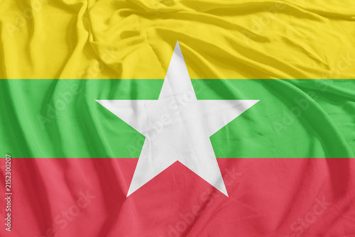 Myanmar Flag Wind Waving CloseUp Breeze Wave