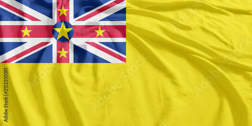Niue Flag Wind Waving CloseUp Breeze Wave