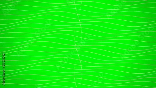Vibrant green screen background featuring white horizontal wavy lines.