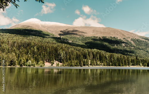 Idyllic summer morning at Prebersee mountain lake