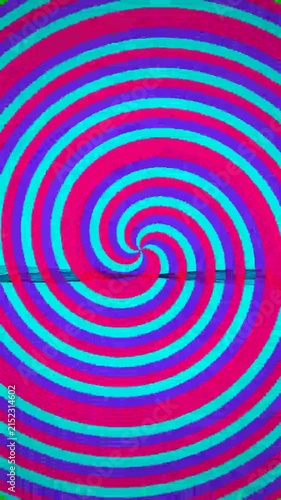 Colorful Pink and Teal Hypnotic Spiral Motion Graphics Animation.