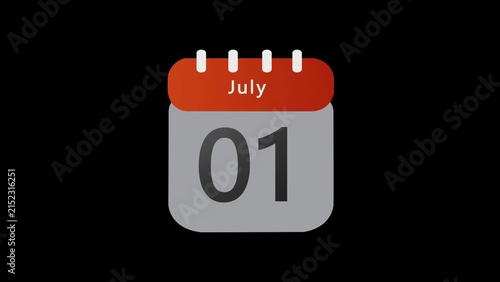 Obraz na plátně Minimalist digital calendar displaying the first day of july isolated on a solid