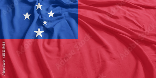 Samoa Flag Wind Waving CloseUp Breeze Wave