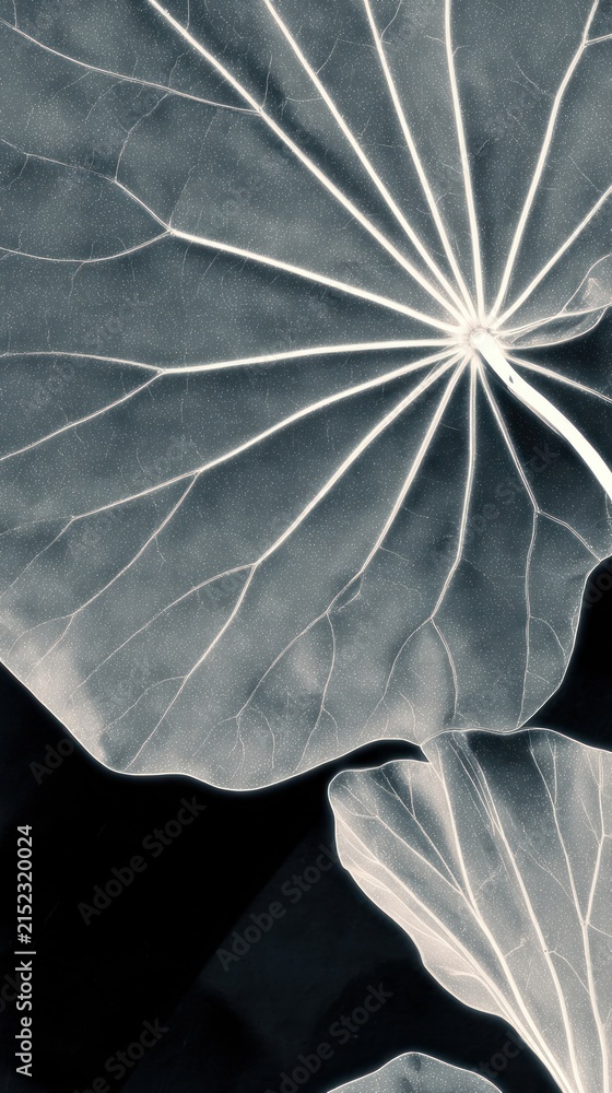 Fototapeta premium Elegant leaf pattern in monochrome, perfect for a stylish mobile wallpaper.