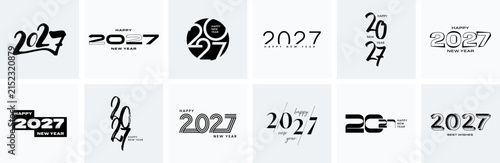 2027 Happy New Year number collection, 2027 logo set