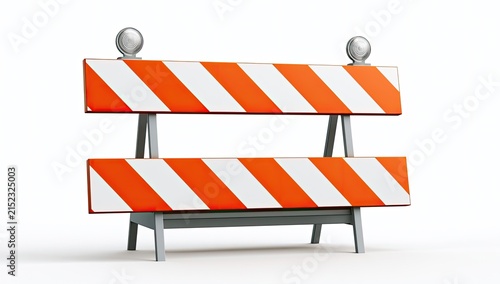 Orange and White Striped Construction Barrier with Reflectors.
