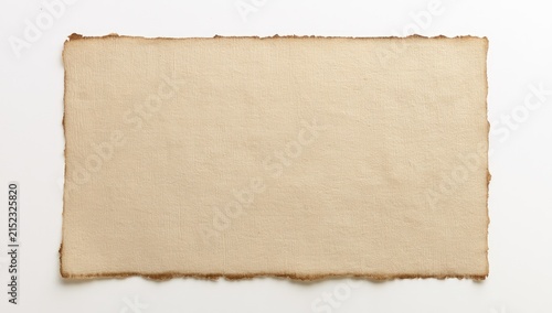 Blank Aged Paper Texture with Torn Edges on White Background.