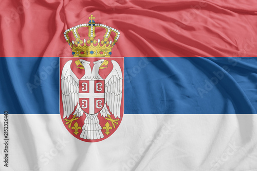 Serbia Flag Wind Waving CloseUp Breeze Wave