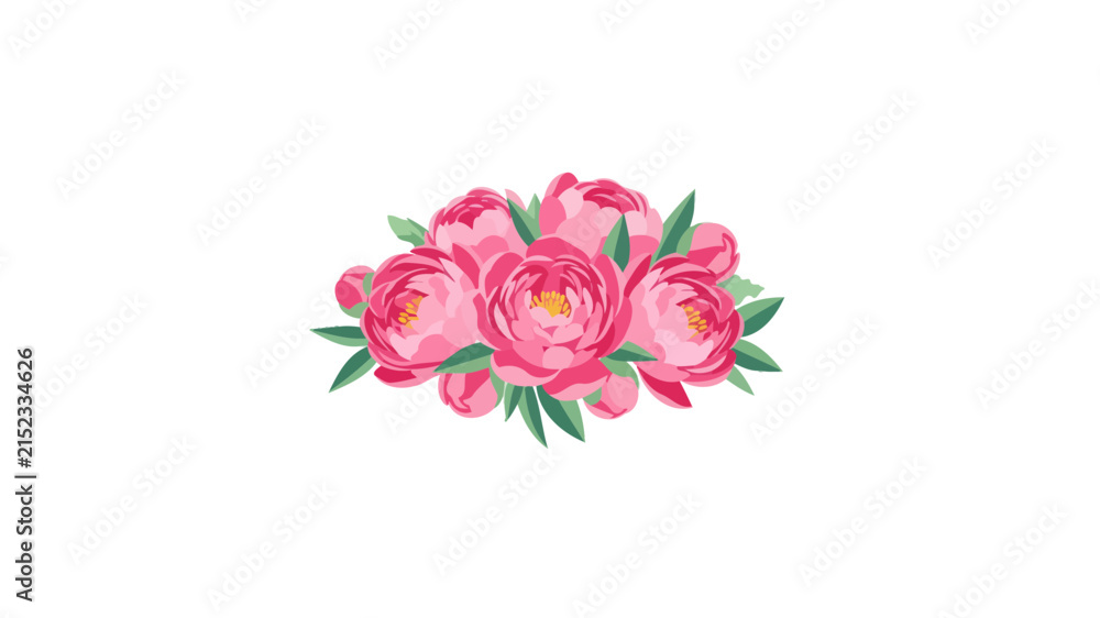 Obraz premium Pink Peony Flower Bouquet Vector Illustration