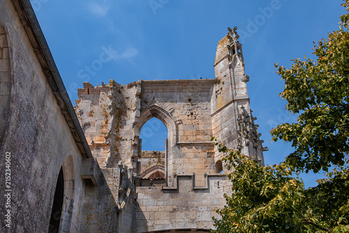 Gothic Church Saint-Martin in Saint-Martin-de-Ré (XIV - XV century) is a church with high vaulted ceilings, ribbed arches, and colored glass windows. Saint Martin de Re, Charente maritime, France.