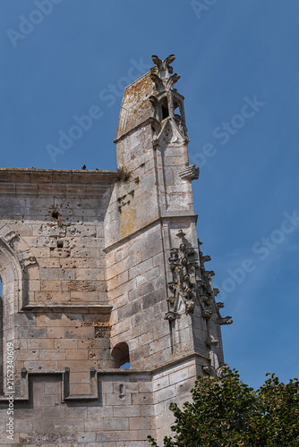 Gothic Church Saint-Martin in Saint-Martin-de-Ré (XIV - XV century) is a church with high vaulted ceilings, ribbed arches, and colored glass windows. Saint Martin de Re, Charente maritime, France.