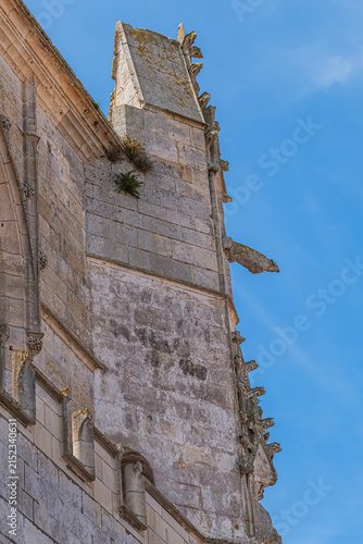 Gothic Church Saint-Martin in Saint-Martin-de-Ré (XIV - XV century) is a church with high vaulted ceilings, ribbed arches, and colored glass windows. Saint Martin de Re, Charente maritime, France.