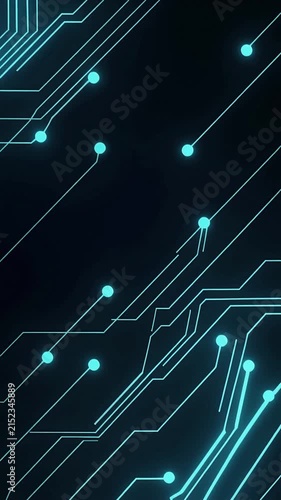 Glowing Digital Circuit Board Network Animation
