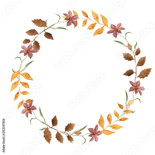 Watercolor Autumn Floral Wreath Illustration