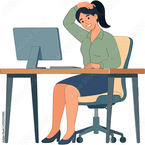 Office worker doing neck stretch