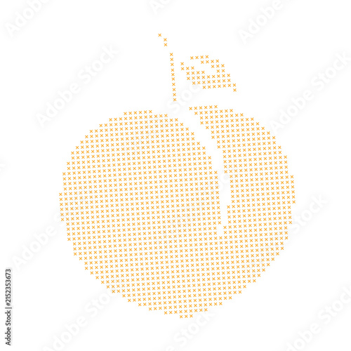Peach Cross Stitch Pattern, Embroidery Design, Fruit Needlework, X Stitch Template, Pixel Art, Sewing Craft, Handmade Textile Pattern, Peach Illustration, Transparent Background