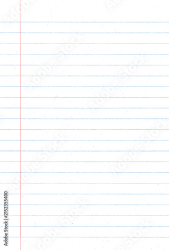 Lined notebook paper background with red margin line