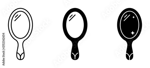Bild auf Leinwand Hand Mirror Icons Set, Vintage Vanity Reflection Tools, Elegant Beauty Accessory