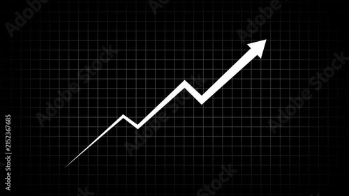 Creative Graph hand drawn arrow chart growing up. Exponential growth and Business profit increase. white arrow rising transparent background. rising arrow with grid background