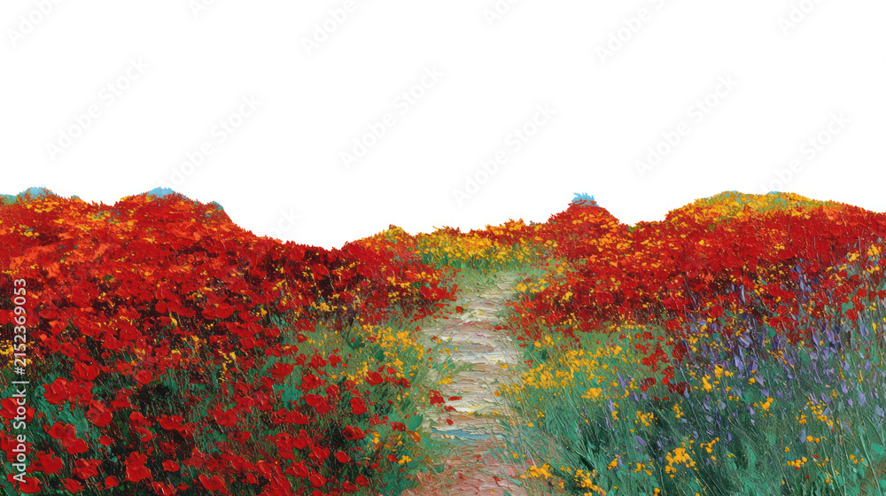 Obraz premium Vibrant path through colorful fields.