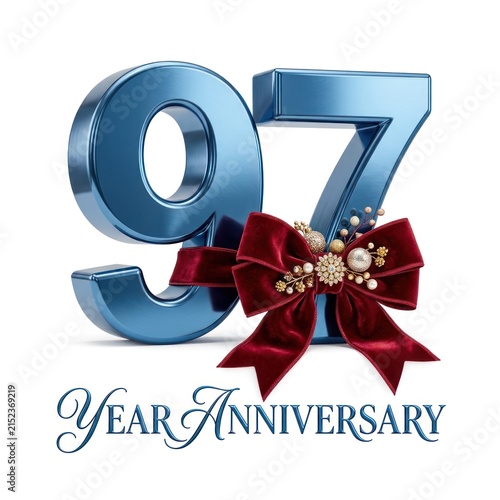 Elegant 97th Year Anniversary Celebration with Red Velvet Bow and Pearls.