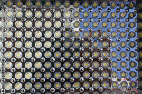 Fotografie Zoom in on a panel with LED lights off, showing the energy savings and durability of these devices