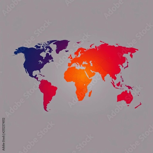 Simplified world map with minimal continents silhouette, education, silhouette
