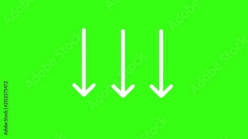 Bouncing download arrows seamless loop on green screen