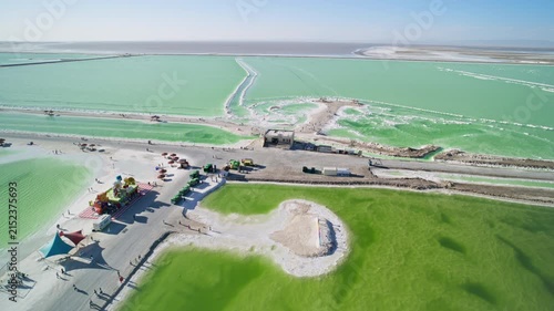 Aerial View of Ten-Thousand-Zhang Salt Bridge in Qarhan Salt Lake: Pure Emerald Water, White Salt Causeway and Sunlight in Qinghai