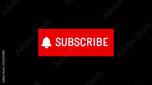Pulsing Red Subscribe Button with Bell on Black Background