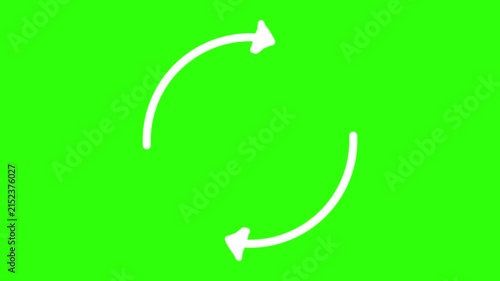 Rotating circular refresh arrows seamless loop on green screen
