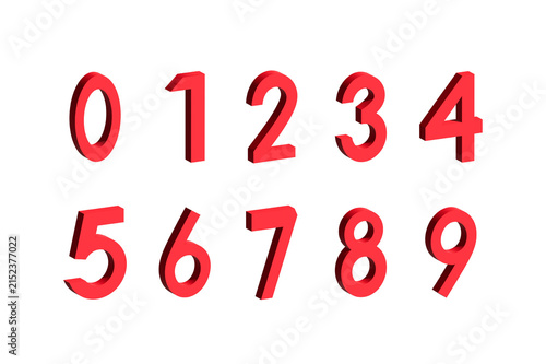 Vibrant red 3D digits arranged in numerical sequence