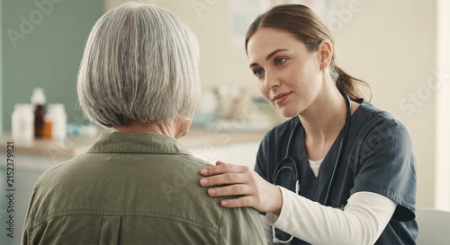 Medical Staff Caring for Elderly Patient | Warm Medical Consultation | Professional Mentor Guidance and Reassurance