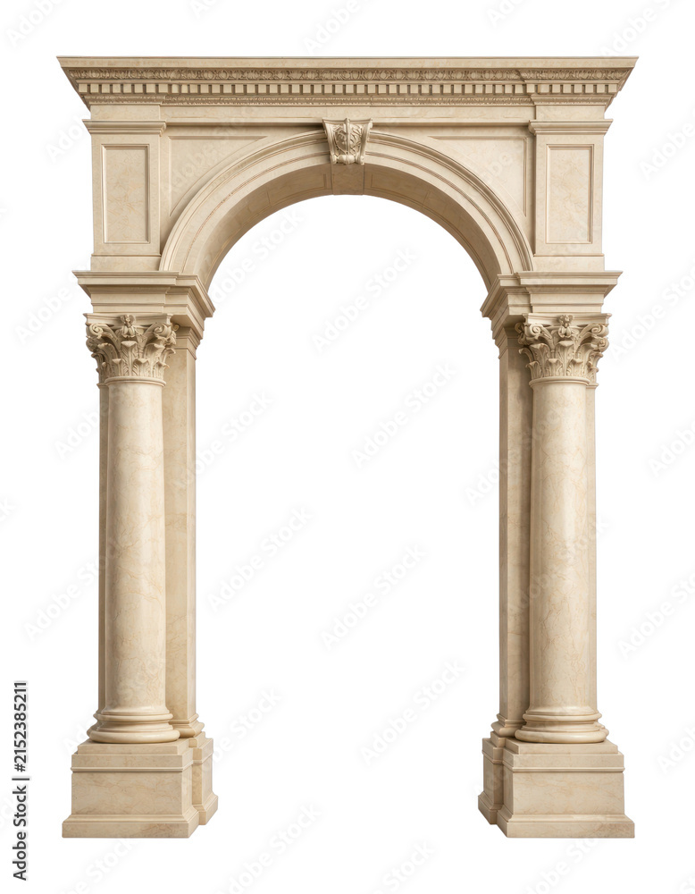 Fototapeta premium PNG Classic stone archway with ornate columns.
