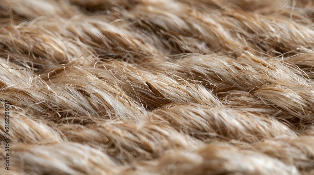 Fototapeta premium Close up of textured hemp rope fibers showing natural color variations and fibrous surface detail