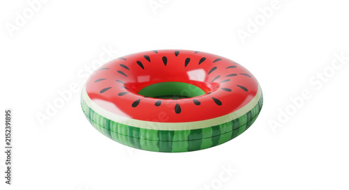 Inflatable watermelon pool float isolated on transparent background
