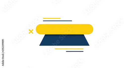 Abstract yellow and blue geometric graphic design element isolated on transparent background