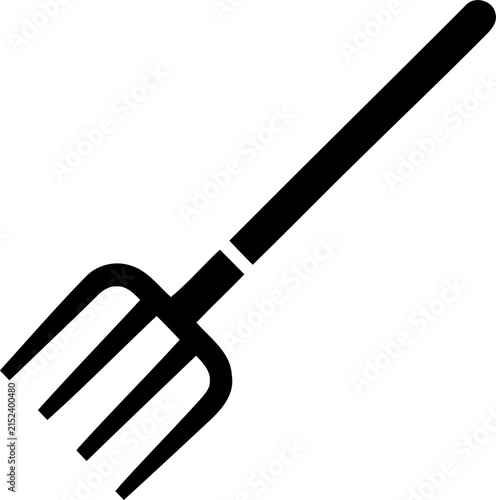 Foto Black pitchfork garden tool icon isolated on transparent background