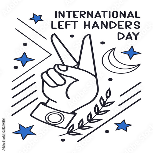фотографія International Left Handers Day Minimalist Vector Illustration with Left Hand Ges