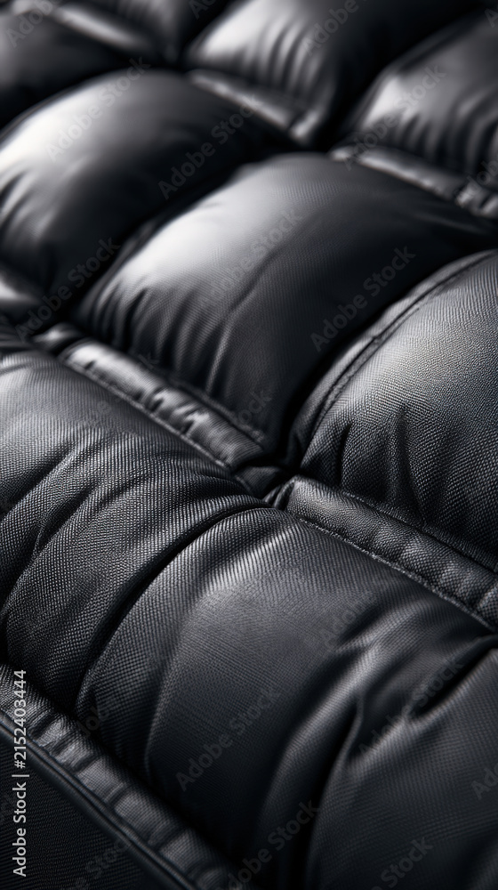 Obraz premium Black Tufted Leather Upholstery with Deep Quilted Texture and Copy Space