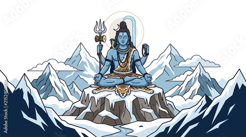 Fotografía Meditating Deity on Snowy Mountain Peak