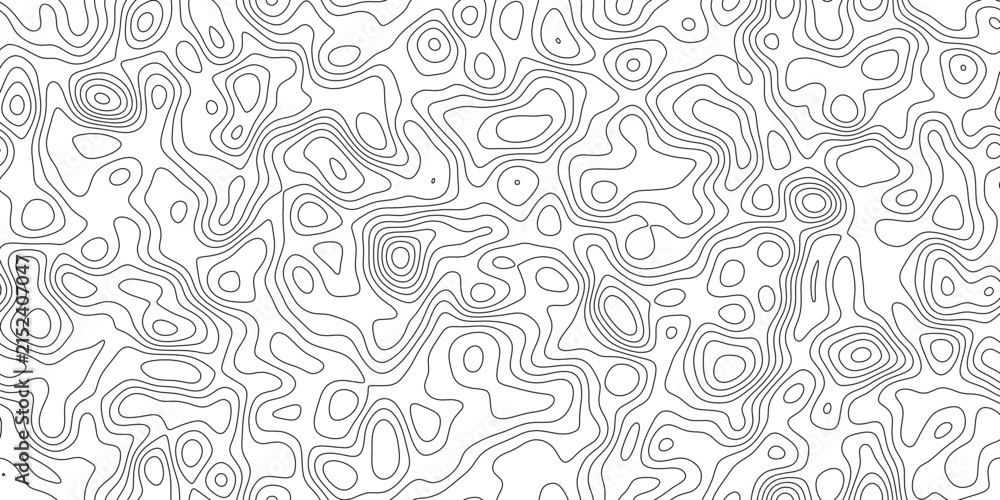 Naklejka premium Abstract modern contour line map background, fine linear pattern showing land elevation and altitude, for card, label and packaging design.