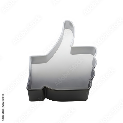 3d metallic thumbs up icon for social media and business success