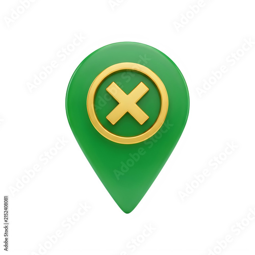 Green map pointer icon with a golden cross symbol