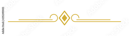фотографія Golden art deco divider with diamond and swirls isolated on transparent backgrou